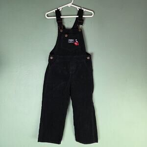 Oshkosh B'Gosh Girls Corduroy Overalls 4 Toddler Black Embroidered Scottie Dog